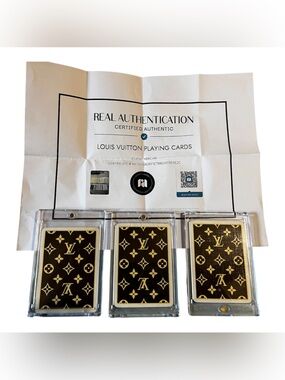 Louis Vuitton - Brown & Gold Monogram Playing Cards. Three cards as shown.